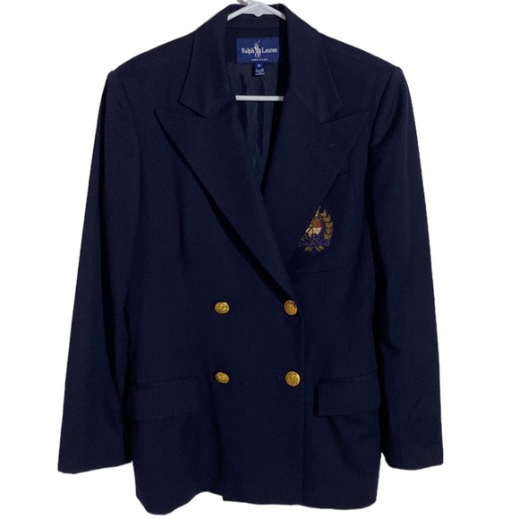 Ralph Lauren Jackets & Blazers - Vintage Ralph Lauren Blazer 6 Navy Double Breasted Gold Crown Crest Lined Jacket